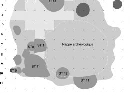 Plan du secteur habitat du Néolithique ancien et localisation des principales structures